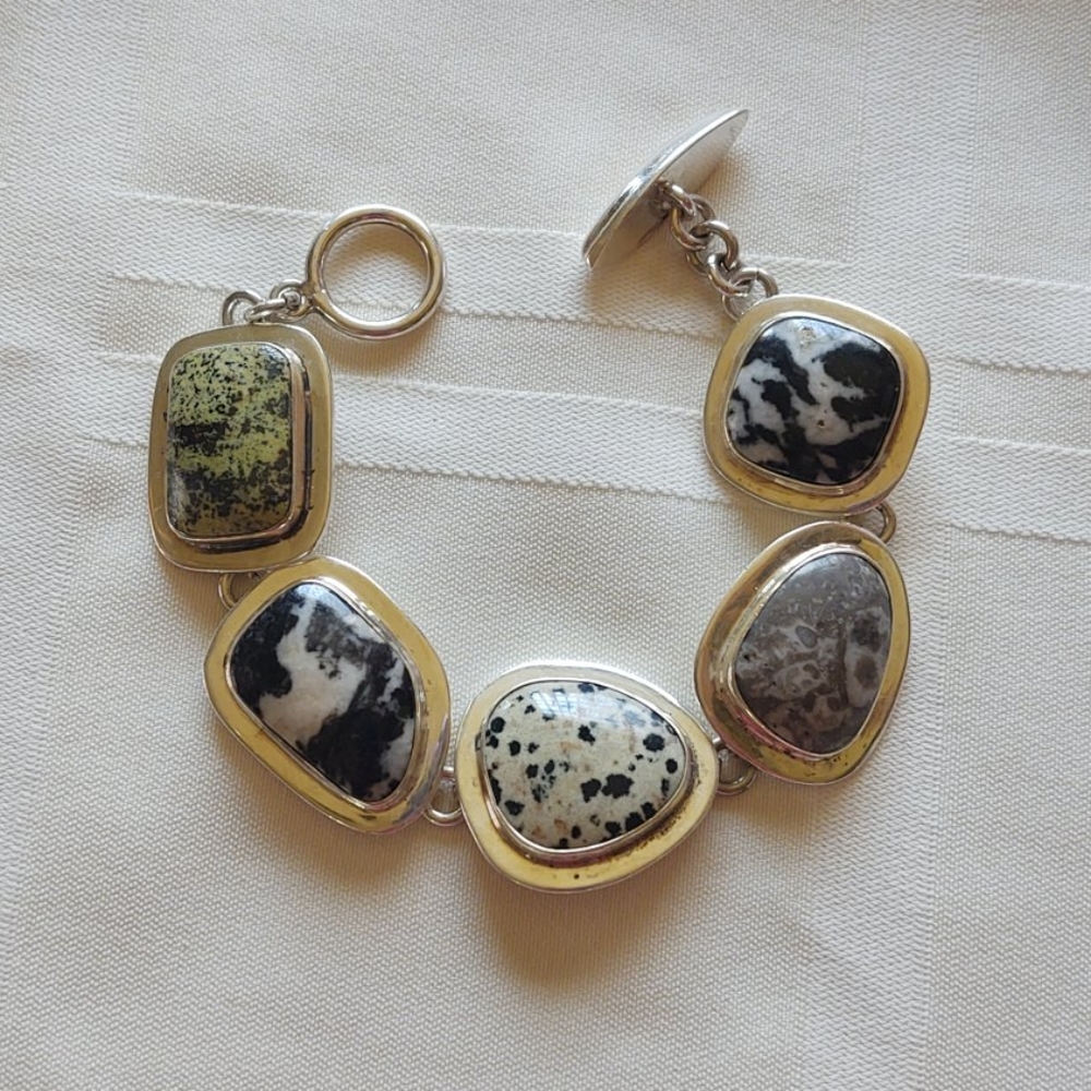 STERLING silver and jasper bracelet